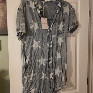 Denim Star Pattern Dress